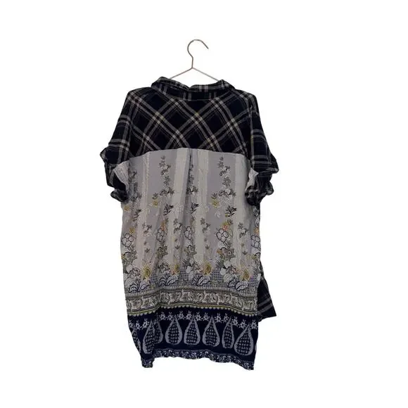 Oddy mixed media button down short sleeve shirt size 3XL - Picture 4 of 6